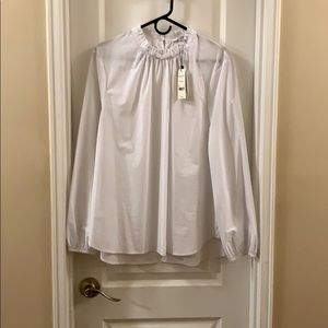 LK Bennett White Poplin Top, NWT, Size XL